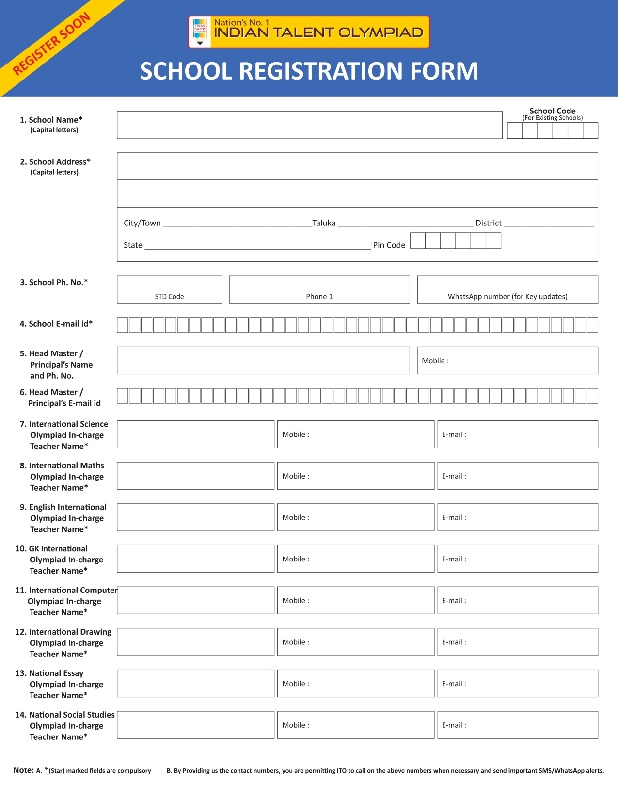 Annual Olympiad School Registration Form 2024-25